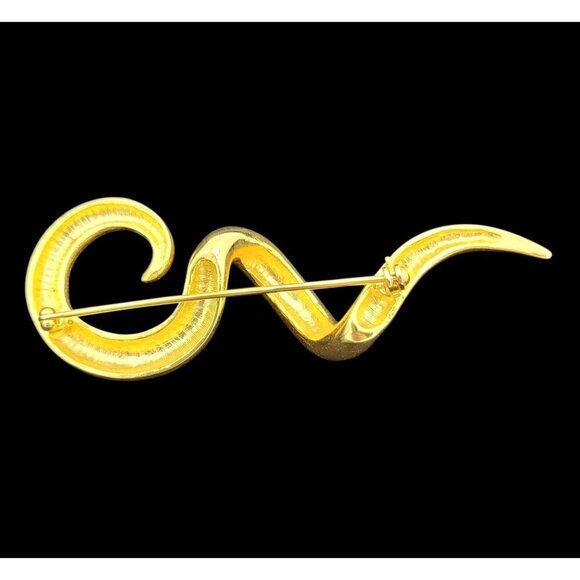 Vintage Gold-tone Metal Curly Abstract Spiral Brooch Elegant Pin Jewelry 3in - Picture 4 of 5